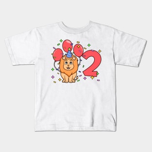 I am 2 with lion - kids birthday 2 years old Kids T-Shirt